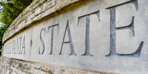 The Penn State University sign near Beaver Stadium