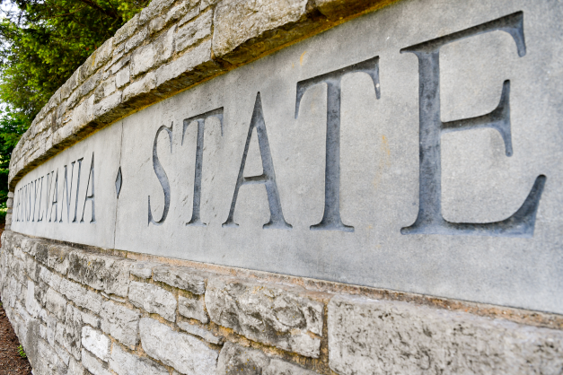 The Penn State University sign near Beaver Stadium