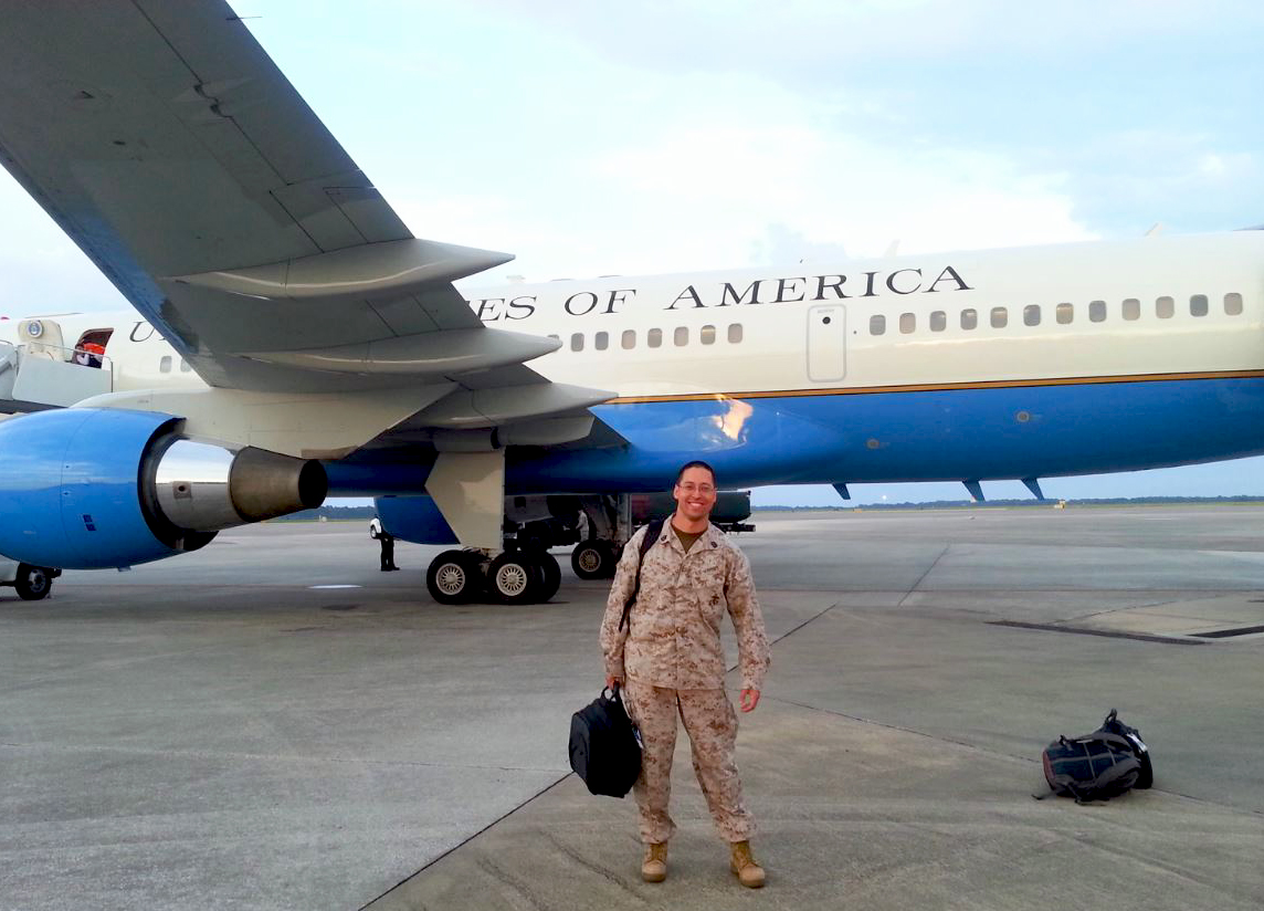 Roberto Rodriguez in front of an airplane