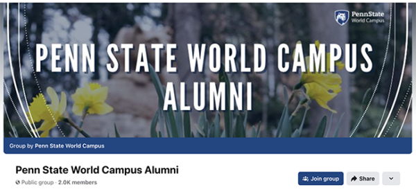 Penn State World Campus Alumni Facebook group header