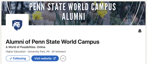 Alumni of Penn State World Campus LinkedIn header