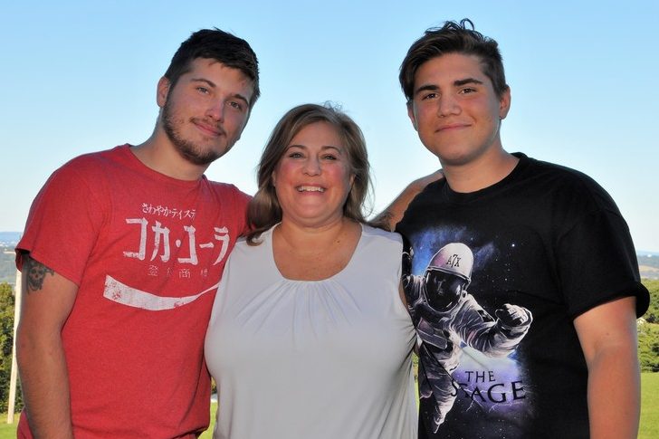 Penn State World Campus student Jennifer Myers and her sons Jordan and Tyler.